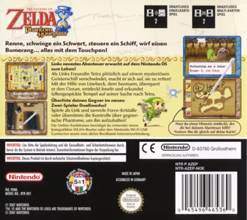 Zelda no Densetsu - Mugen no Sunadokei (Japan) box cover back